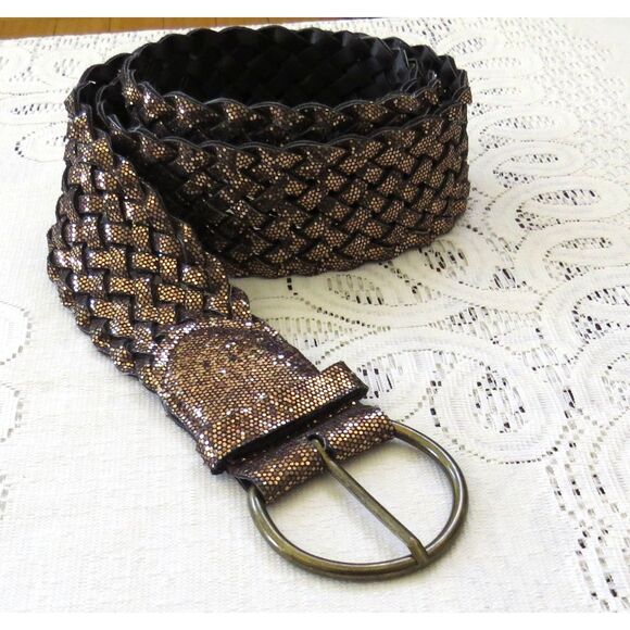 The Unbranded Brand Accessories - Vintage Women's Y2K Woven Sparkle Glitter belt *read size EUC